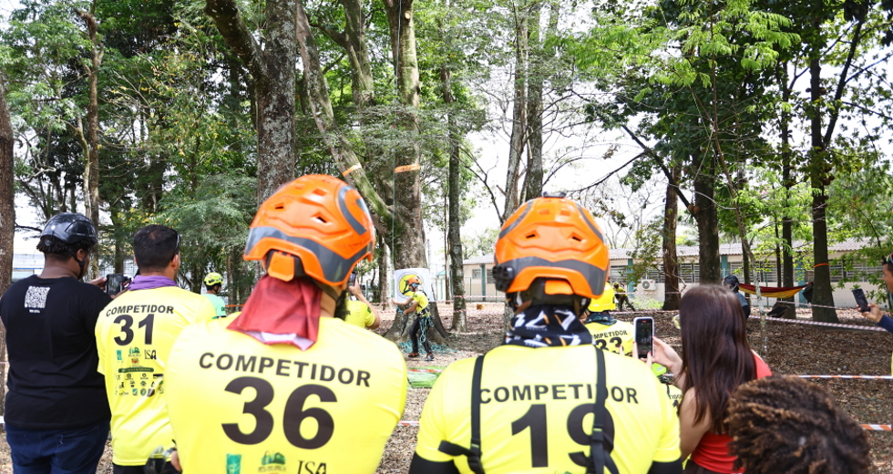 Campeonato brasileiro de escalada de árvores dentro da programação do CBAU 2025. Foto: Claudio Vieira/PMSJC 19-09-2025