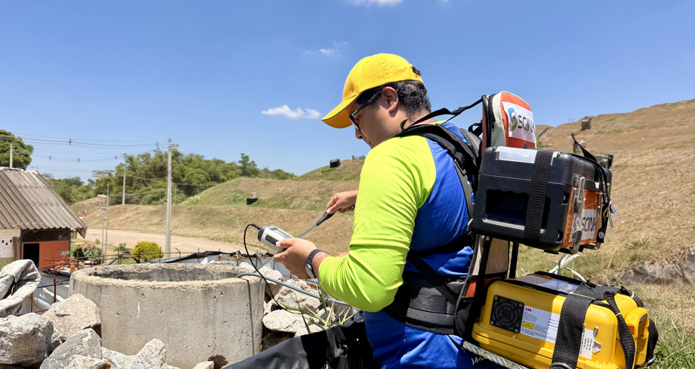 Medição de gás metano no Aterro Sanitário